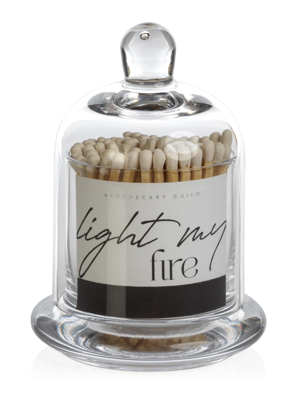 'Light My Fire' White Matchsticks in Glass Cloche